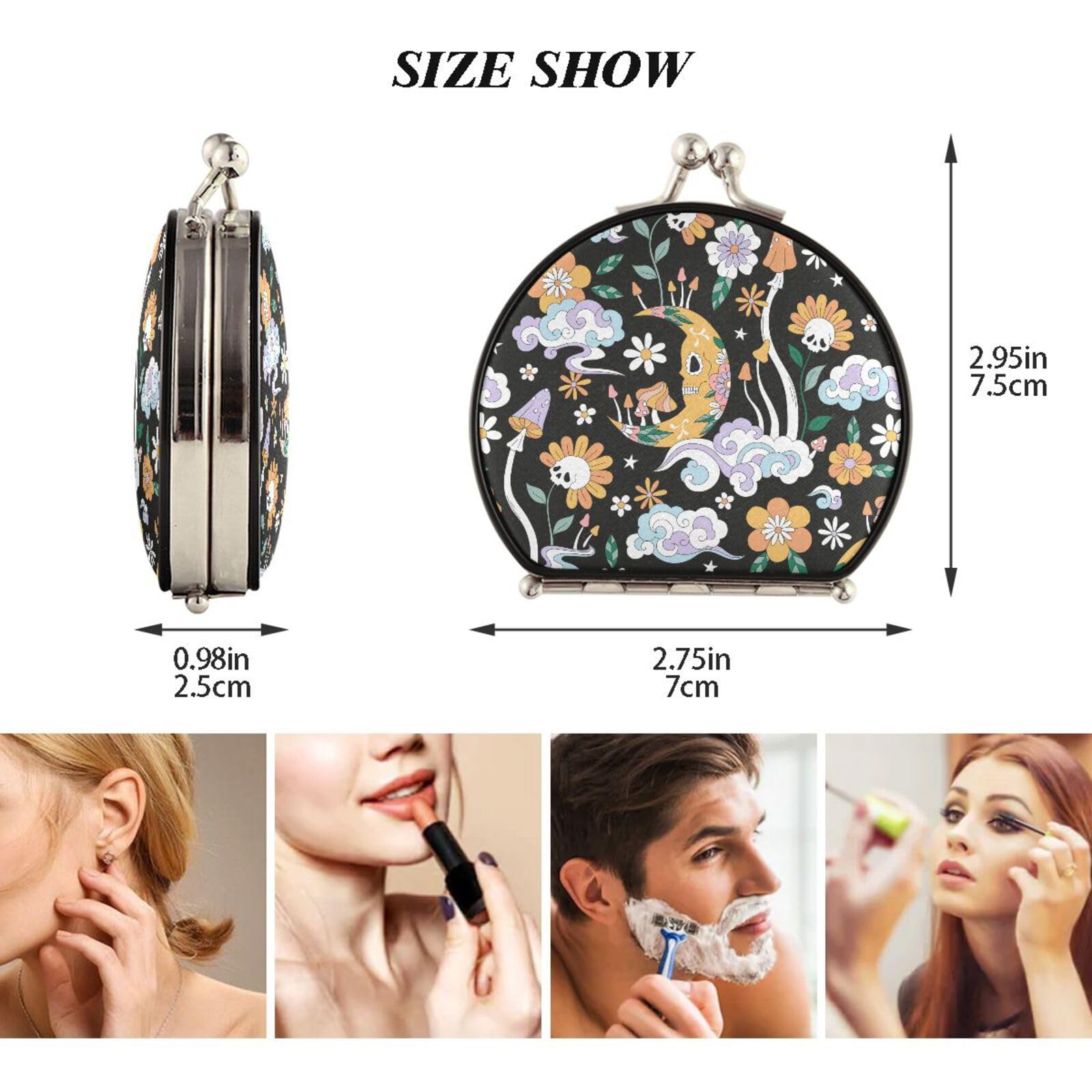Amazon.com: Sletend Vintage Moon Flower Mushroom Compact Mirror